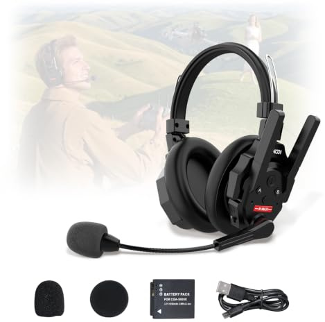 SYNCO XTALK XMax1 Intercom Headset Full-Duplex for Film & Teamwork (1PC) | 500m/1640ft Range, AEC Noise Cancellation, 3.5mm Monitor, 24H Battery, Dual-Ear for Construction, Warehouse, Interviews