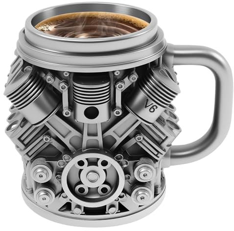 Tasse à Café Personnalisable, Mug Personnalisé en Moteur Creative avec Poignée pour Amateurs de Voitures, Nouveauté Mug en Acier Inoxydable, Idée Cadeau pour Ami, Famille, Baptême, Anniversaire