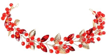 perfeclan Vigne à cheveux de mariage de la mariée, Rouge