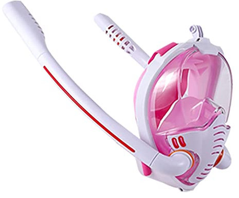 DFGHNBVC Schnorchelmaske, Schnorchelmaske Doppelschlauch Silikon Volltrocken-Tauchmaske Erwachsene Schwimmmaske Tauchen Unterwasser-Atemgerät Panorama-Weitsicht, Pink Whites/M, Pink Whites/M