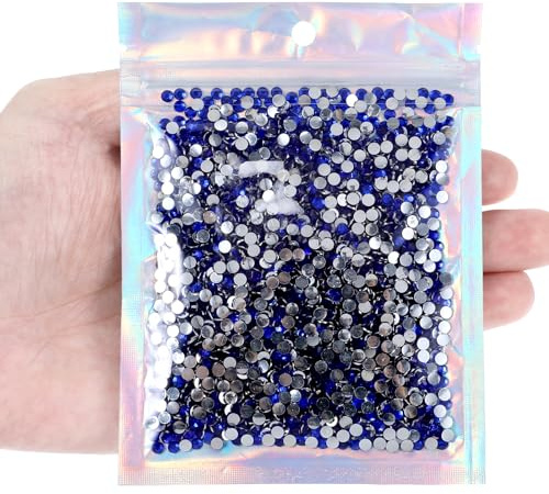 TIESOME 3000Pcs Strass 4mm Harz Strasssteine Pailletten Verzierungen Edelsteine Hotfix Flatback Kristall Bling Diamanten für Nägel, Kleidung, Tassen, Flaschen, DIY Handwerk Dekoration (Blau)