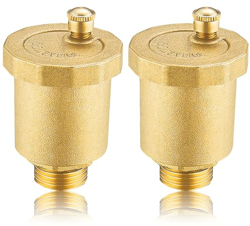 2 válvulas de purga de aire de 1/2 pulgadas, latón automático, válvula de salida de aire de 1/2 pulgadas AG con orificio de ventilación, válvula DN15 para calentadores de agua solares, radiadores
