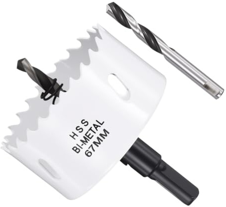METALLIXITY Kit de Scie Cloche Bi-Métal 67mm en Acier M42 Blanc | Fraiseuse à Grande Vitesse avec Mèche Centrale, Clé Hexagonale et Ressort - pour Tôle Métallique, Bois