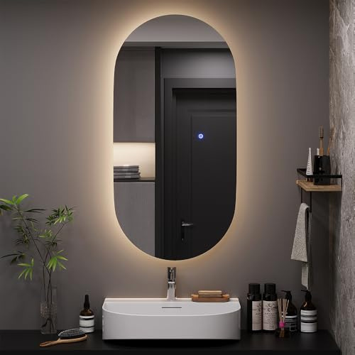 Vicco Badezimmerspiegel Miral, Glas, 100 x 50 cm | mit Backlight Beleuchtung, zur Wandmontage mit integrierter LED-Beleuchtung