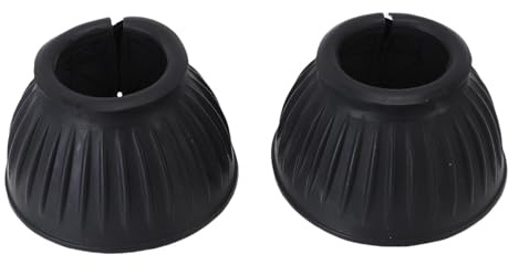 Asixxsix Bell Boots for Horses, Protect Against Hoof Impact Trauma Rubber Bell Boots, Horse Care for Turnout No Rub Design for Travel, Turnout, Training, & Riding (Black)