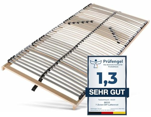Sleepneo Lattenrost 80x200, 42 Latten, Ergonomischer 7-Zonen-Lattenrost 80 x 200 cm aus Buchenholz, Selbstmontage, hohe Traglast bis 150Kg