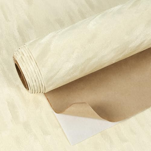 VEELIKE Tapete Samtstoff Beige Schräges Muster Klebefolie Samt Stofftapete 40 cm × 300 cm Samtstoff Selbstklebende Tapete Beige Möbelfolie Schubladen Schmuckkästchen Schlafzimmer 40 cm × 300 cm