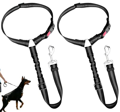 2PCS Hundegurt fürs Auto, mit Kopfstützenbefestigung, Verstellbarer Hundegurt Auto für Rückbank, Sicherheitsgurt Hunde mit elastischem Riemen für kleine und mittelgroße Hunde