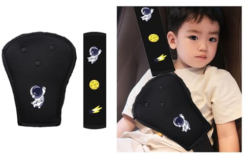 Furforstk gurtpolster auto kinder, gurtschutz kinder auto 2-teiliges Set sicherheitsgurt polster, gurtschoner, autogurt polster, Verhindern, dass Sicherheitsgurte Hals und Bauch einschnüren, Schwarz