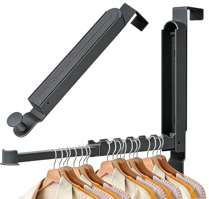 Duronge 1 Stück Türhaken Ohne Bohren, Faltbarer Kleiderhaken, Türgarderobe Klappbar, Klappbar Türhaken Innenseite, Kleiderbügel Aluminiumlegierung Platzsparende, für Kleidung,Schals,Handtuch (grey)
