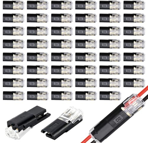 50 Pcs Wire Connectors Quick connection 2-Pin 12V Electrical Connectors Plug for 18-22 AWG Cable Connectors Car Truck LED Lighting Quick Crimp Terminals Marine Outdoor