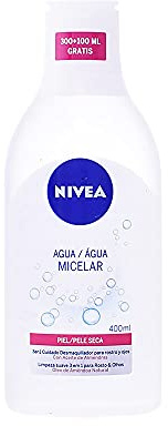 NIVEA Micellair Skin Breathe Agua Micelar Piel Seca/sensible, Agua Micelar Desmaquillante, Limpieza Facial, Desmaquillador De Ojos, Rostro Y Labios - 400 Ml