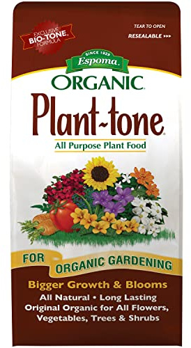 Espoma Organic Plant-Tone 5-3-3 Natural & Organic All Purpose Plant Food; 4 lb. Bag; The Original Organic Fertilizer for All Flowers, Vegetables, Trees, and Shrubs.