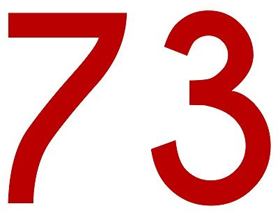 Zahl 73 in rot, 30 cm großer Sticker aus selbstklebender Klebefolie zum aufkleben, wetterfeste Klebezahl