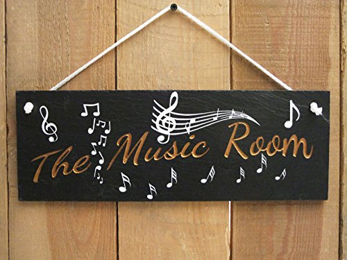 Deluxe Large Slate Hanging Sign - The music room