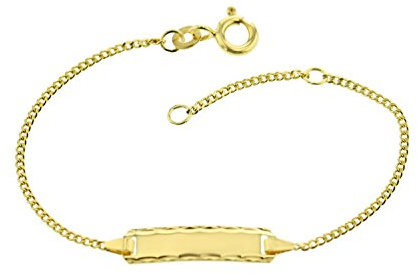 JC Schmuck 585 Gold Baby ID-Armband Kinder Goldarmband 14 cm I Panzerflaches Armband mit Gravur I Gold Namensarmband I Babyarmband mit Namen I Kinderschmuck made in Germany I 5.56549