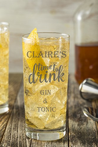 ukgiftstoreonline Personalised Time to Drink Highball Engraved Glass Gift for Him Or Her for Birthday Christmas or Any Occasion