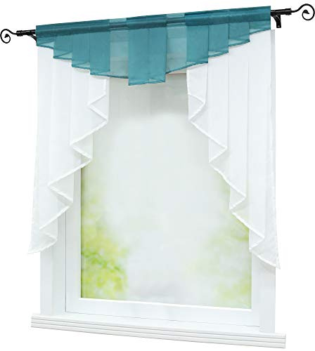 Joyswahl Kleinfenster Scheibengardine Voile Bistrogardine »Gerda« mit Tunnelzug Transparente Gardine Stores BxH 140x145cm Blau 1er Pack