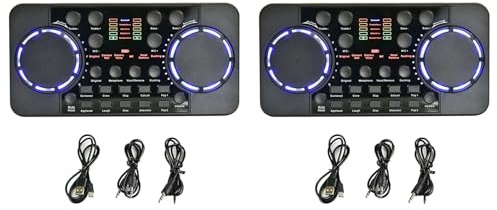 Onchdbfhuu 2X Carte Son V300 Pro, Interface Audio Compatible Bluetooth, Mixeur DJ, Effet Numérique, Console de Réduction du Bruit, Enregistrement USB