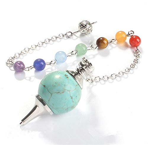 AITELEI Naturel 7 Pendule de Chakras Reiki Guérison Point de Cristal Pendentif Pendule de Chakra Équilibrant Reiki Guérison pour Divination/Outil de Radiesthésie avec Chaîne