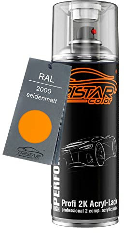 TRISTARcolor RAL 2000 Gelborange seidenmatt 2K Acryl Spraydose Sprühdose Spritzlack Sprühlack 400 ml schnelltrocknend