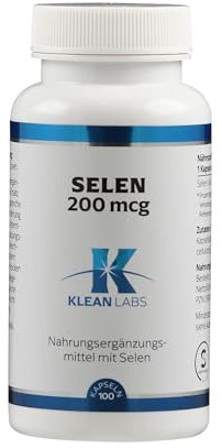 Klean Labs® - Selen 200 mcg - 100 Kapseln - glutenfrei, vegan, ohne Gentechnik - zur Erhaltung normaler Haare
