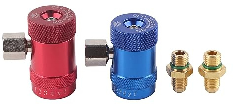 2 Stück R1234YF Adapter für Auto Klimaanlage, 1/4 Zoll Schnellkupplung zum Nachfüllen von Kältemittel, Manifold Manometer Schlauchanschluss für KFZ Klimaanlagen pneumatische Komponenten