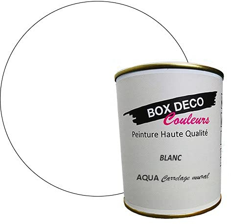 BOX DECO COULEURS Peinture carrelage et faïence murale à base de laque polyuréthane mono-composante aspect velours-satin Aqua carrelage - 750 ml / 7.5m², Blanc