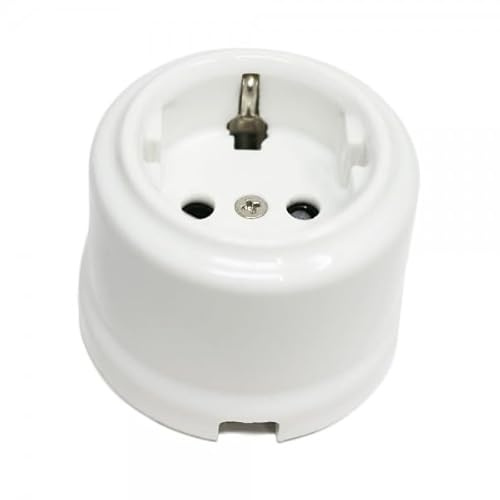 Base enchufe vintage de porcelana blanca instalación superficie 10A 250V