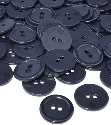 AERZETIX - C56387 - Satz von 50 Knöpfe zum nähen runden Ø20x2.2 mm mit 2 löchern 32L L32 - farbe dunkelblau indigo - aus kunststoff - durchmesser der öffnung 2 mm - kurzwaren kleidung mode