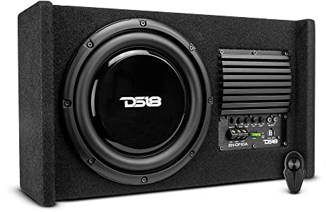 DS18 EN-DF10A 10 Amplified Thin Shallow Down-Firing Subwoofer Enclosure 500 Watts - Powered Subwoofer Box Compact Sealed Design for Car & Trucks
