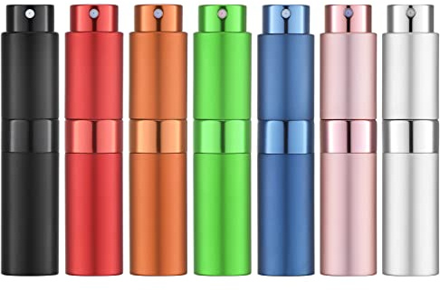 Toureal Vaporisateur de parfum en aluminium 8 ml rechargeable vide, vaporisateur de parfum de voyage pour les voyages (7 couleurs)