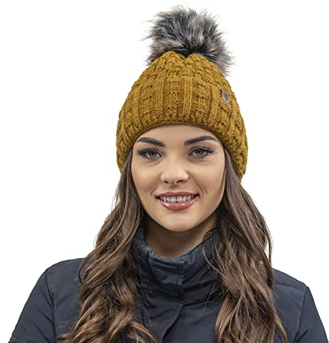 VIVISENCE Wintermütze Mit Bommel Damen Perfekte Passform Warmes Bommelmütze Herbst Frauen Mütze Für Winter Aufgerolltem Design Für Extra Wärme Ideal Für Kalte Wintertage Modell 7015