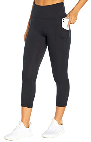 Balance Collection Womens Easy Eclipse Capri hög midja och fickor, leggings, svart, X-Large, svart, XL