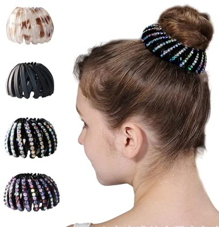 4 Stück Haarspangen Crystal Haarclips, Vintage Vogelnest Haarklammern, Versenkbare Haarschlaufen Haargreifer Haar Accessoire Haarschmuck für Mädchen und Damen