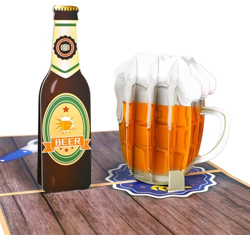 GREETING ART Pop Up Karte Bier, 3D Geburtstagskarte für Männ,Vatertagskarte | Glückwunschkarte mit Bierkrug, Happy Beersday Karte, Geburtstagskarte Geldgeschenk für Bester Freund, Papa, Ehemann, Opa