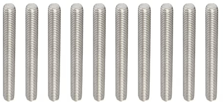Rebower Totalmente Roscado Varilla 304 Inoxidable Acero Perno Prisionero Barra, [para Perchas Abrazaderas U Pernos] - M8 x 70mm 1,25mm Paso Macho Roscado/Plateado/Paquetes de 10