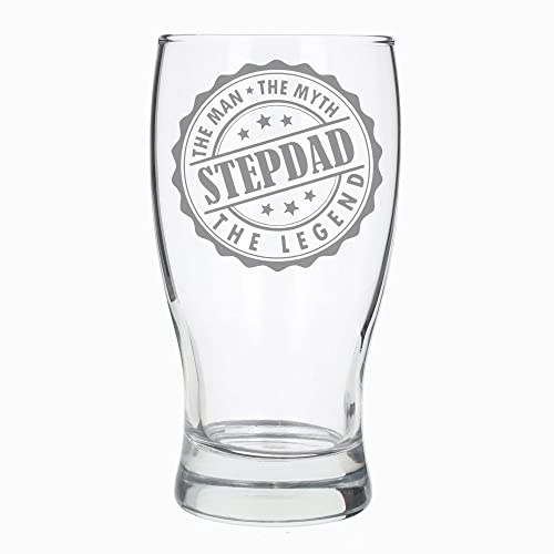 The Man The Myth The Legend Stepdad Beer Glass - Funny Pint Glass Gift for Fathers Day