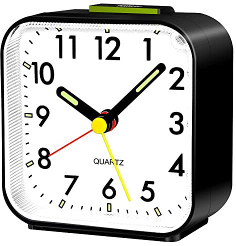 Aitvsfao Alarm Clock, Silent Alarm Clocks Bedside Non Ticking Table Clock Battery Powered Large Display Snooze Light Clocks for Heavy Sleepers Kids Bedrooms Office Travel