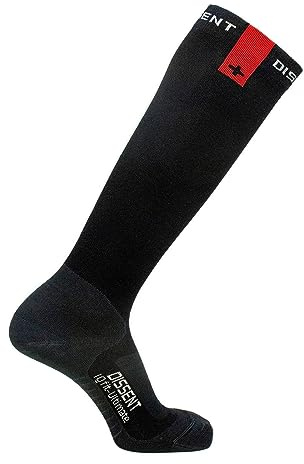 DISSENT Unisex Adults IQ Fit Ultimate Ultra-Thin High-Performance Breathable Warm Insulated Over the Calf Merino Wool Ski Socks, X-Large