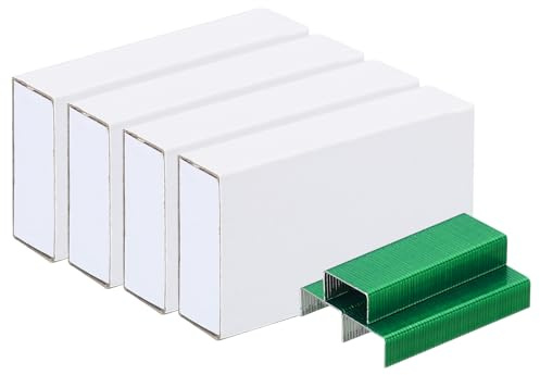 PATIKIL 4 Pack Heftklammern für Hefter 1000Stk Heftklammern pro Pack Grün | Heftklammern Staufrei, #10 Mini, 3/16 Länge, für Zuhause Bürobedarf