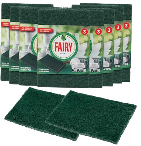 Fairy Original Extra Strong Scourer Pads, Green, Bulk Pack of 24 Pads