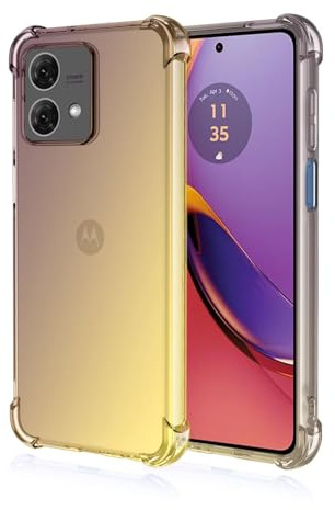 EASSGU Funda para Motorola Moto g84 (6.5 Inches), Carcasa Protectora de Color Degradado Transparente, Case para Teléfono Anticaída y Antiarañazos - Oro Negro