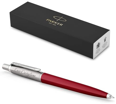 PARKER Jotter Originals Recycled mit Gravur | Premium Stift | Geschenkbox | blaue oder schwarze Mine | personalisiertes Geschenk | Namen | Geburtstag (rot)