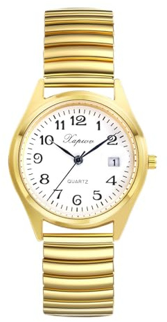 JewelryWe - Orologio Elastico da Polso da Donna Con Calendario Cinturino in Lega Quadrante Rotondo Colore Oro