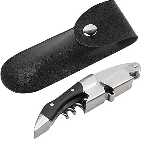 Sacacorchos De Vino, Abridor De Botellas De Vino De Camareros, Sacacorchos De Botella De Cerveza Con Tornillo De Acero Inoxidable Con Bolsa De Cuero Sacacorchos Manual(Negro)