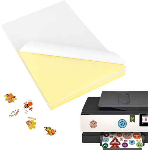 YOYEAH 40 hojas de papel adhesivo imprimible para impresión propia A4 – Lámina de vinilo autoadhesiva para impresora de inyección de tinta, lámina adhesiva imprimible, etiquetas A4, papel adhesivo