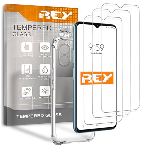 3X Protector de Pantalla y Funda Anti-Shock para XIAOMI REDMI 13C 4G - Poco C65 4G, Cristal Vidrio Templado y Silicona TPU de Alta Resistencia