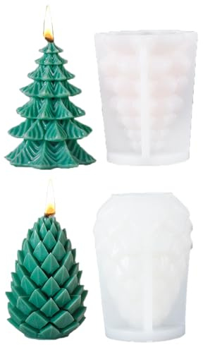 Silikonformen Gießformen Weihnachten Kerzenform, 3D Silikon Weihnachtsbaum Kerzenformen, Weihnachtsdeko Silikonform Für DIY Weihnachten Kerze, Handwerk, Heimdekoration (Set B)