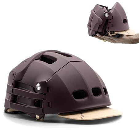 Overade Plixi - Casco plegable para bicicleta, scooter, bicicleta eléctrica, volumen dividido por 3 cuando está plegado, la misma protección que el casco clásico (rojo cardin, L/XL (22.8-24.5